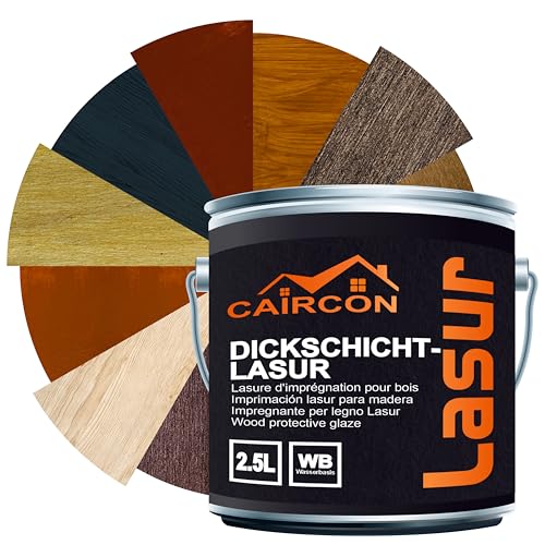 Holzlasur 2in1 Holzschutzlasur Dauerschutzlasur Dickschichtlasur - Anthrazit 2,5L von CAIRCON