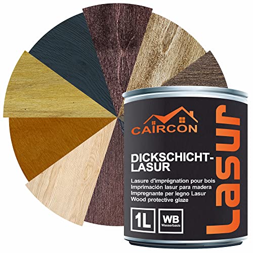 Holzlasur 2in1 Holzschutzlasur Dauerschutzlasur Dickschichtlasur - Mahagoni 1L von CAIRCON