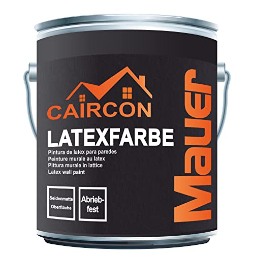 CAIRCON Latexfarbe abwaschbare Wandfarbe für Küche, Wohnraum Innenfarbe Seidenmatt Weiß 5L von CAIRCON