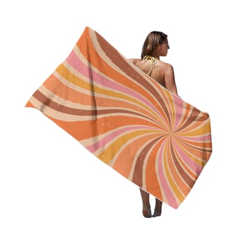 CAIRF Mikrofaser Strandtuch Regenbogen Streifen Strandtuch,3D Bunte Regenbogen Wellen Strandhandtuch,Handtuch mit Liebesmuster,Kariertes Badetuch,Herren Frauen Badetücher von CAIRF