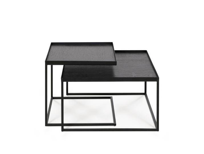 Couchtisch Set Ethnicraft Ethnicraft Gestell Metall, Platte Holz schwarz lackiert silber, Designer Dawn Sweitzer, 38/31x39/52x39/52 cm von CAIRO