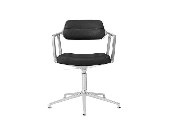 Drehstuhl Vipp 453+ Vipp Bezug Anilinleder schwarz, Designer Vipp Design, 70-77.5x67x67 cm von CAIRO
