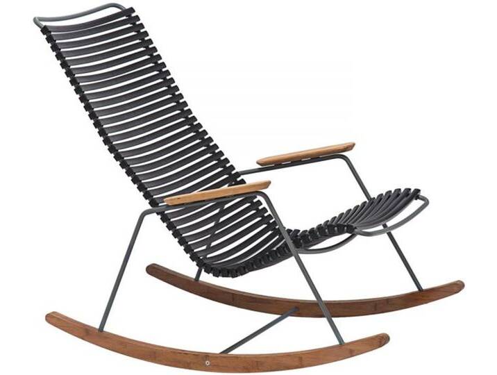 Schaukelstuhl Click Houe Lamellen schwarz, Kufen Bambus, Designer Henrik Pedersen, 92x64x100 cm von CAIRO