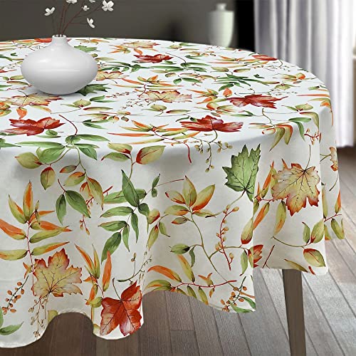 CAIT CHAPMAN HOME COLLECTION Four Seasons Series Herbstblätter, bedruckt, Natur, botanisch, pflegeleicht, Stofftischdecke (Herbstblätter, 177,8 cm, rund) von CAIT CHAPMAN HOME COLLECTION