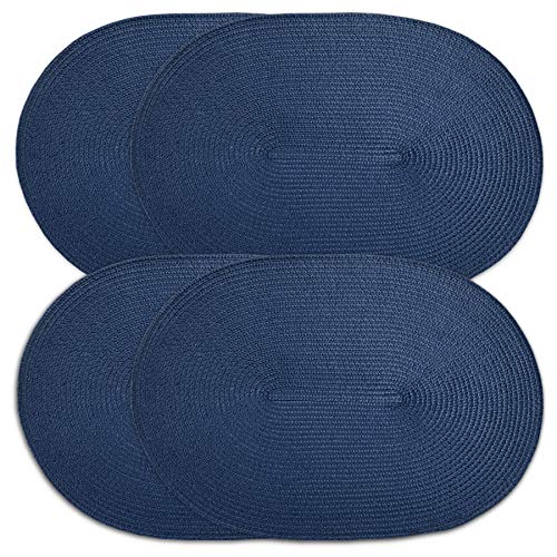 CAIT CHAPMAN HOME COLLECTION Ovale, geflochtene Platzsets aus Polypropylen (Marineblau), 4 Stück von CAIT CHAPMAN HOME COLLECTION