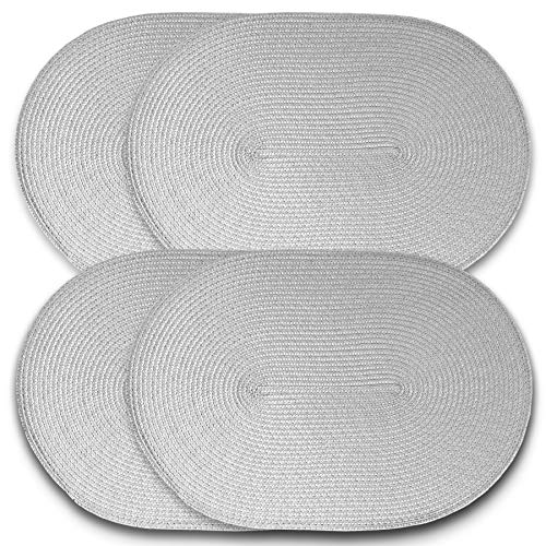 CAIT CHAPMAN HOME COLLECTION Ovale, geflochtene Platzsets aus Polypropylen (grau), 4 Stück von CAIT CHAPMAN HOME COLLECTION