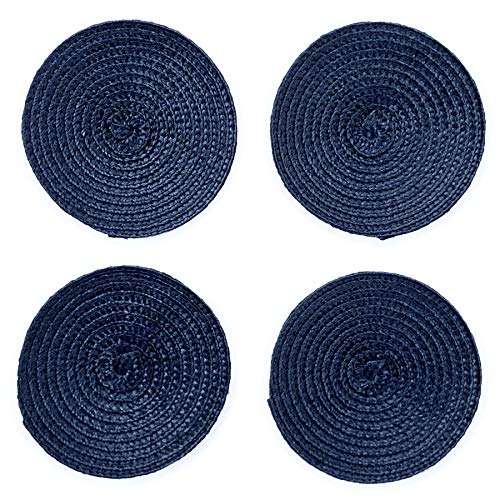 Runde geflochtene Untersetzer aus Polypropylen-Kunststoff, 4 Stück (Marineblau) von CAIT CHAPMAN HOME COLLECTION