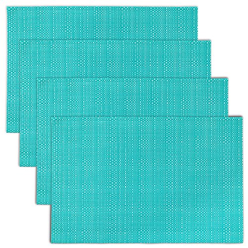 Tischsets aus gewebtem PVC (Aqua), 4 Stück von CAIT CHAPMAN HOME COLLECTION