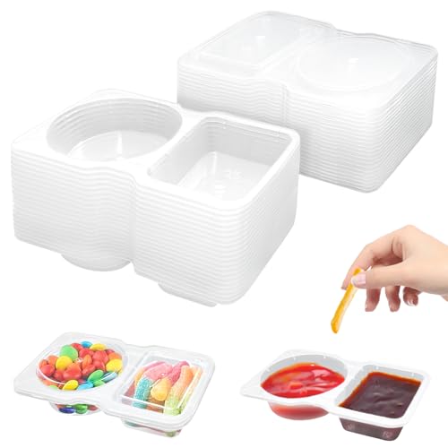 20 Stück Wiederverwendbare Snack-Container mit Deckel, Tragbare Snack-Boxen für Gewürze, Dips, Mahlzeiten, Camping, Picknick Lebensmittelbehälter zum Mitnehmen (Transparent) von CAIXIANGYU