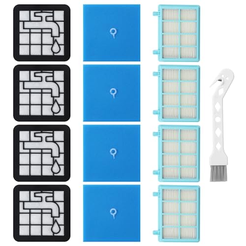 4 Stück Filter für Philips Power Pro Compact/PowerPro City/PowerPro Active, Staubsauger Filter für FC9331/09 FC9332/09 FC8010 FC9330 FC9333 FC9334 FC9550 FC9555 FC9556, mit Reinigungsbürste von CAIXINYI