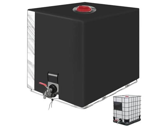 IBC Tank Abdeckung, Schwarz Abdeckplane für Wassertank 1000L, IBC Container Abdeckung 120 x100 x116 cm, Schutzplane Regenwassertank, mit Transparenter Folie für 1000 Liter wassertank von CAIXINYI