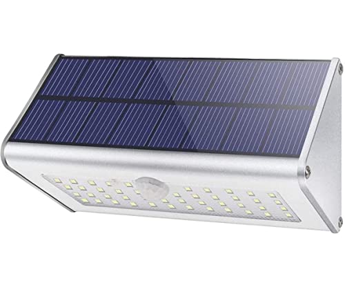 CAIYUE Solarlampen für Außen 1100 Lm 46 LED 4500mAh, Solarwandleuchte, Aluminiumlegierungsschale, Bewegungssensor, drahtloses wasserdichtes Nachtlicht, 4 Smart-Modi (weißes Licht) von CAIYUE