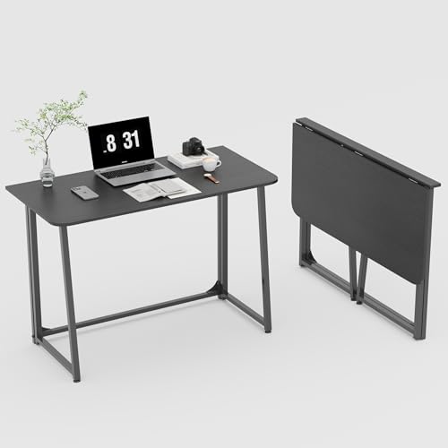 CAIYUN Kleiner Schreibtisch Klappbar 80 x 45 cm, Einfache Montage Schreibtisch Klappschreibtisch für Kleine Räume, Home Office Klappbarer Schreibtisch, Holzwerkstoffen, Schwarz von CAIYUN