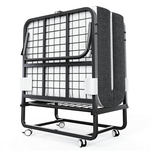 Klappbett 100x190cm Erwachsene mit ca.13CM Matratze aus Gedächtnisschaum Gästebett Klappbar Metallrahmen Klappbetten mit Rollen Reisebett Faltbares Metallbett Stabil bis 200 kg belastbar Klappbett 100x190cm Erwachsene mit ca.13CM Matratze aus Gedächtnisschaum Gästebett Klappbar Metallrahmen Klappbetten mit Rollen Reisebett Faltbares Metallbett Stabil bis 200 kg belastbar von CAIYUN