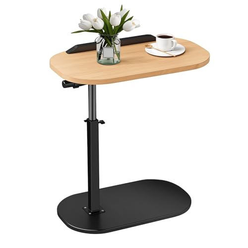Beistelltisch TV-Tablett for Couch, 90° Neigbarer Laptoptisch Höhenverstellbar, Couch-Beistelltische for Unterschieben, Moderner Kleiner Couchtisch(Wood) von CAIYZH