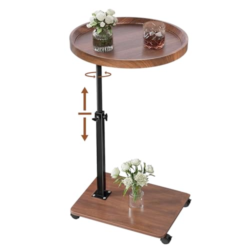 CAIYZH C-förmiger Beistelltisch, Drehbarer Beistelltisch for Sofa Kleiner Couchtisch Mit 360-Grad-Rollen, Mobile Couchtische Aus Massivholz for Wohnzimmer, Schlafzimmer Und Kleine Räume(Round,Whnult) CAIYZH C-förmiger Beistelltisch, Drehbarer Beistelltisch for Sofa Kleiner Couchtisch Mit 360-Grad-Rollen, Mobile Couchtische Aus Massivholz for Wohnzimmer, Schlafzimmer Und Kleine Räume(Round,Whnult) von CAIYZH