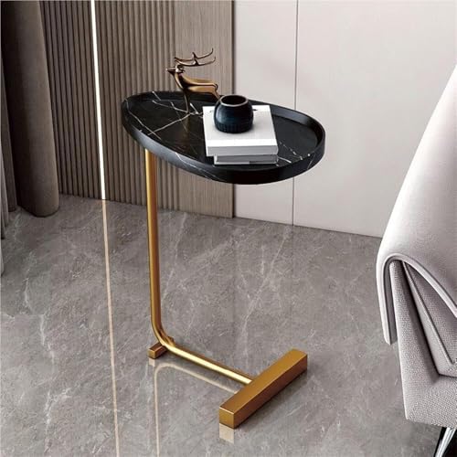 CAIYZH C-förmiger Beistelltisch Kleiner Eiförmiger Sofa-Beistelltisch In Ovaler Form, Moderner Teetisch for Wohnzimmer Schlafzimmer Nachttisch Lesezimmer Snack Tee Kaffeecouch(Black) von CAIYZH