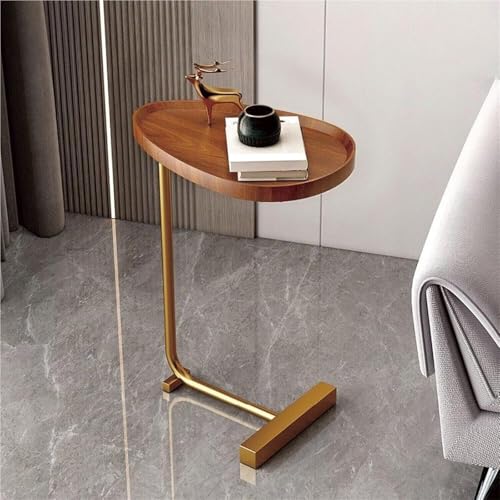 CAIYZH C-förmiger Beistelltisch Kleiner Eiförmiger Sofa-Beistelltisch In Ovaler Form, Moderner Teetisch for Wohnzimmer Schlafzimmer Nachttisch Lesezimmer Snack Tee Kaffeecouch(Walnut) von CAIYZH