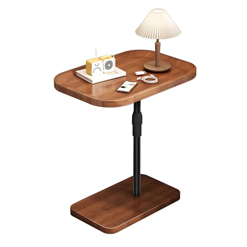 CAIYZH C-förmiger Beistelltisch Mit 2 Ebenen, Höhenverstellbarer Sofa-Beistelltisch Schmale Beistelltische, Mobile Couchtische Aus Massivholz for Den Schreibtisch for Schlafzimmer(Round) von CAIYZH