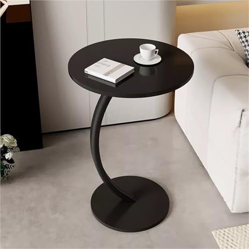 CAIYZH C-förmiger Beistelltisch for Kaffee, Snacks, Wohnzimmer Nachttisch Couchtisch Mit Eisenrahmen, Nachttisch Aus Metall Und PP-Material for Schlafzimmer, Badezimmer, Balkon(Black) von CAIYZH