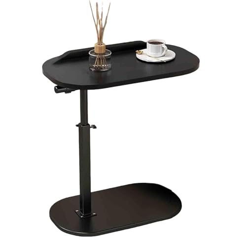 CAIYZH C-förmiger Ovaler Beistelltisch Aus Holz Und Metall, Höhenverstellbar 360° Drehbar, C-förmiger Beistelltisch for Sofa, Kaffee, Beistelltische, Wohnzimmer, Schlafzimmer, Nachttisch(Black,B) von CAIYZH