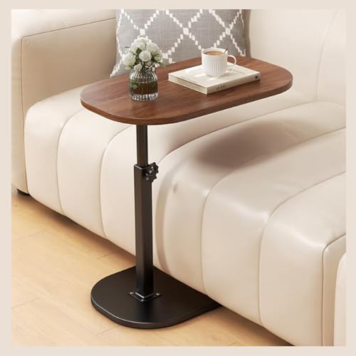CAIYZH C-förmiger Ovaler Beistelltisch Aus Holz Und Metall, Höhenverstellbar 360° Drehbar, C-förmiger Beistelltisch for Sofa, Kaffee, Beistelltische, Wohnzimmer, Schlafzimmer, Nachttisch(Walnut,A) von CAIYZH