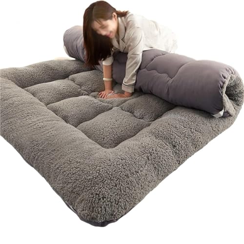 CAIYZH Japanischer Futon – Baumwollfüllung Einzel- Und Doppelbett, Aufrollbare, Faltbare Matratze Dicke Schlafunterlage Schlafmatte Liege Für Wohnheim(Gray,120 * 200cm) von CAIYZH