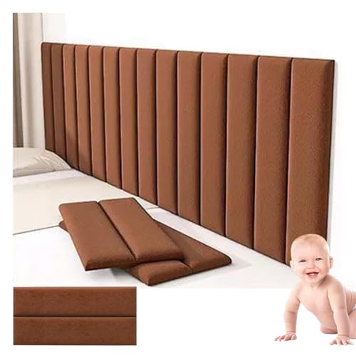 Gepolsterte Wandpaneele, Selbstklebende Wandaufkleber, Stoßfeste, Abziehbare Und Aufklebbare Kopfteilpaneele, Kollisionssichere Kopfteil-Dekorationspolsterung(Brown,4pcs) von CAIYZH