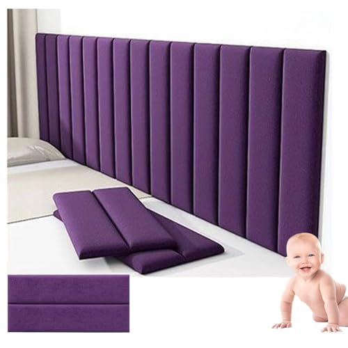 Gepolsterte Wandpaneele, Selbstklebende Wandaufkleber, Stoßfeste, Abziehbare Und Aufklebbare Kopfteilpaneele, Kollisionssichere Kopfteil-Dekorationspolsterung(Purple,4pcs) von CAIYZH