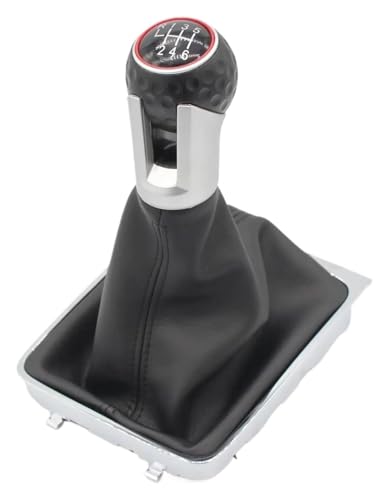 CAIZHICNC Schaltknauf Kompatibel mit VW Kompatibel mit Golf 7 A7 MK7 Kompatibel mit GTI GTD 2013-2018 Auto 5 6 Gang Schalthebel Ebene Schaltknauf Leder Boot LHD(Black Line,6 speed) von CAIZHICNC