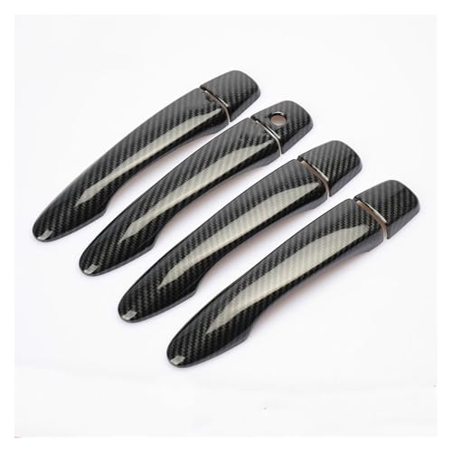 Kompatibel mit N&issan Kompatibel mit Qashqai J11 2014-2021 STYLING CARBON FIBER CHROME TÜRGRIFFABCKUNG(Black No Button) von CAIZHICNC