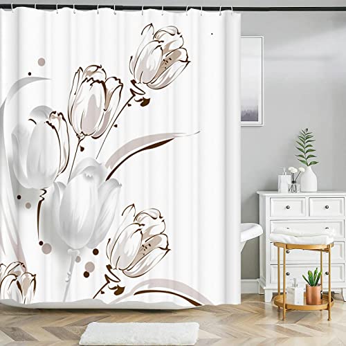 CAJAS Blumen Duschvorhang Badezimmer Wasserdicht Polyester Duschvorhang Blumendruck Vorhänge für Badezimmer Dusche mit Haken 180x210cm Duschvorhang CAJAS Blumen Duschvorhang Badezimmer Wasserdicht Polyester Duschvorhang Blumendruck Vorhänge für Badezimmer Dusche mit Haken 180x210cm Duschvorhang von CAJAS