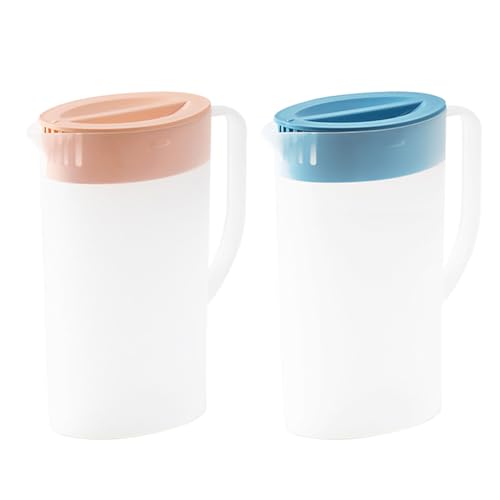 CAKEEYUM 2 PCs Plastikkrug mit Deckelwärmefest 2 Liter Teekanne mit tragbarem Griffkrug mit Deckel großer Kapazität Getränkekrug wiederverwendbar von CAKEEYUM