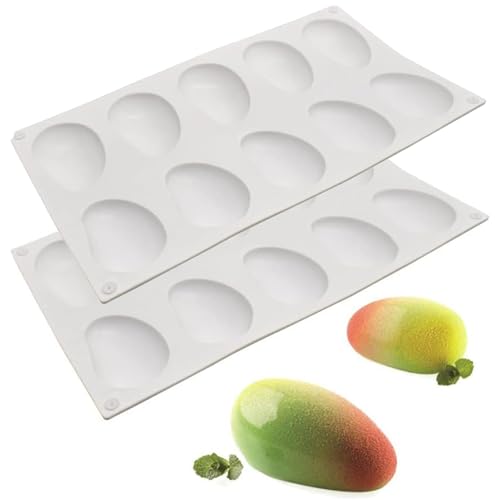 2pcs Obstformen leicht zu reinigen und zu Silikon 3D-Mangoform mit zehn Hitze-resistenten und flexibel für Kuchengelee-Süßigkeiten-Schokoladen-Seifenhandwerk. von CAKEEYUM
