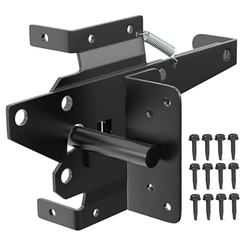 2pcs Selbstverriegelungstor Verriegelung Kohlenstoffstahl Hochleistungszaun Tor mit Feder und Schrauben für den sicheren Poolgarten Garten Selbstverriegelung im Freien im Freien von CAKEEYUM