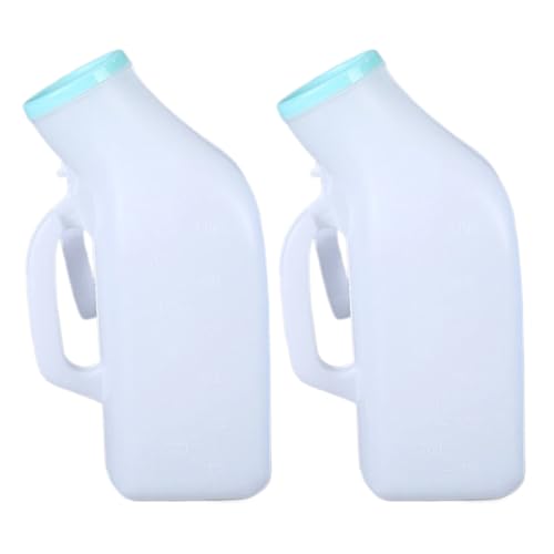 2pcs Urinal für Männer 1200 ml dicker Kunststoff tragbarer Herren Urinalverschüttung Pee Pee Flaschen mit Deckel & Griff für Reisen, Krankenhaus Weiß weiß 2pcs Urinal für Männer 1200 ml dicker Kunststoff tragbarer Herren Urinalverschüttung Pee Pee Flaschen mit Deckel & Griff für Reisen, Krankenhaus Weiß weiß von CAKEEYUM