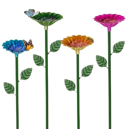 4pcs Bienenwässerung Station Blütenförmige robuste Metallbienen-Feeder wasserdichte und rostfeste farbenfrohe Schmetterlingsfuttermittel für Gartenhof Dekorationsstation Schmetterling im Freien 4pcs Bienenwässerung Station Blütenförmige robuste Metallbienen-Feeder wasserdichte und rostfeste farbenfrohe Schmetterlingsfuttermittel für Gartenhof Dekorationsstation Schmetterling im Freien von CAKEEYUM