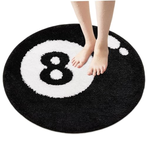 CAKEEYUM 8 Ballteppich, 24 Zoll weiches Wasserabsorben Schnell trocken kühle Teppiche, Nicht rutscher 8 Ballteppich, waschbarer ästhetischer Teppich für Schlafzimmer Wohnzimmer Ball Teppich Kühle von CAKEEYUM