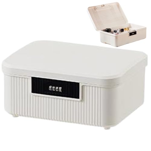 CAKEEYUM Abschließbare Medikamentenbox 9 l doppelschichtige Box mit Zahlenschloss robuste abschließbare Aufbewahrungsbox auslaufsichere Medikamentenbox für Küche Zuhause Schule Büro weiße Me von CAKEEYUM