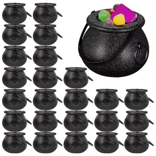 CAKEEYUM 24pcs Hexen Kessel 3x2 Zoll Mini Plastikkesselkessel mit Griff dekorative Schwarze Halloween Süßwarenschale für Partyzubehör CAKEEYUM 24pcs Hexen Kessel 3x2 Zoll Mini Plastikkesselkessel mit Griff dekorative Schwarze Halloween Süßwarenschale für Partyzubehör von CAKEEYUM