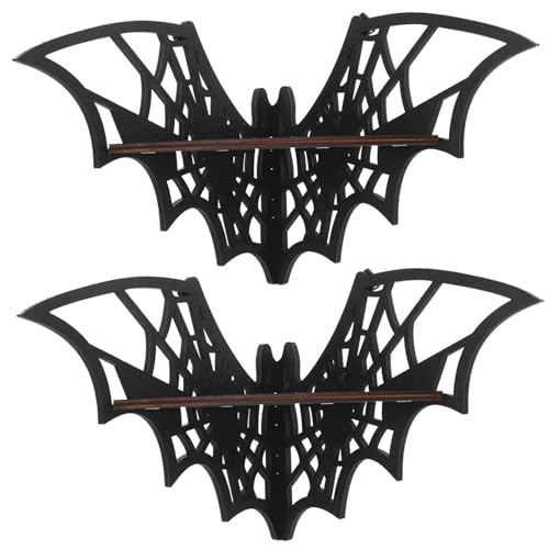 CAKEEYUM 2pcs Fledermausregal Fledermausform geformtes gotisches Regal Holz Wanderecke Regale Gürtelte Wandkunstdekoration für Häuserschlafzimmer Küche, Gotik, Kristall, Regale, gruselige Dekor, Ba von CAKEEYUM
