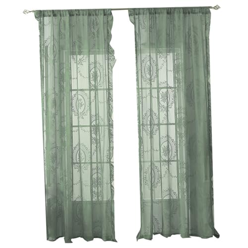 CAKEEYUM 2pcs Spitzenvorhänge 55x79 Zoll Schiere Spitzenvorhänge mit Jakobsmuschel Rüschenkante bestickte Vintage -Vorhänge waschbarer Boho -Vorhänge für Wohnzimmer Bauernhaus von CAKEEYUM