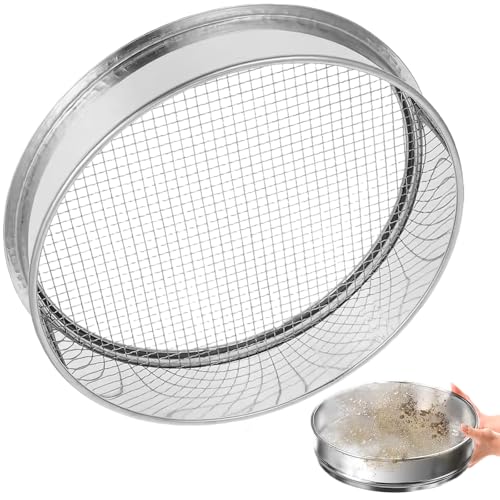 CAKEEYUM Gartensieb 12 Zoll schweres Edelstahl -Bodensieb groß und effizient für Boden- und Steine Kieskieskörpern Sandkörner 6mm Garten Metall Sifter für CAKEEYUM Gartensieb 12 Zoll schweres Edelstahl -Bodensieb groß und effizient für Boden- und Steine Kieskieskörpern Sandkörner 6mm Garten Metall Sifter für von CAKEEYUM