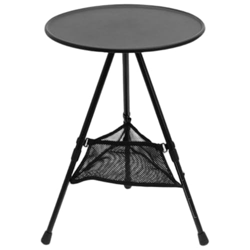 CAKEEYUM Klapper Gartentisch 15 '' runder Gartentisch mit Maschenaufbewahrung 13, 8-22 Zoll Höhe für Außenbalkon im Terrassen Yard Camping verstellbar von CAKEEYUM