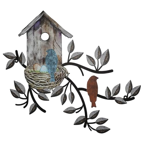 CAKEEYUM Metall Vogel Wanddekoration, hängende Vogelwandkunst mit Baumblatt Vogelhaus für Wohnzimmer Balkon Garten Yard Innen im Freien 11.81 x 10, 75 Zoll, dunkelbraunes Dekor, Metall CAKEEYUM Metall Vogel Wanddekoration, hängende Vogelwandkunst mit Baumblatt Vogelhaus für Wohnzimmer Balkon Garten Yard Innen im Freien 11.81 x 10, 75 Zoll, dunkelbraunes Dekor, Metall von CAKEEYUM
