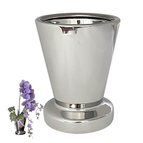 CAKEEYUM Orchid Töpfe 5 5x6 9 Zoll Keramikpflanztöpfe zum Umputzen moderner stilvoller Pflanzer für Wohnzimmer Schlafzimmer Balkonen Fensterbänke Silber von CAKEEYUM