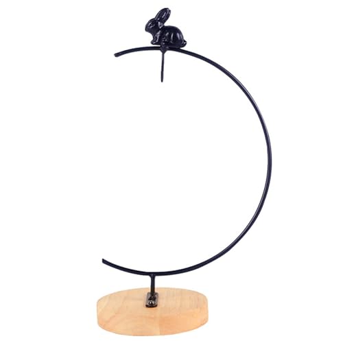 CAKEEYUM Ornament Display Ständer, Eisenbügel Luftpflanzhalter mit Holzbasis -Terrarien hängende Pflanzenständer Pot Haken Dekoration Rack für Glas Globe Luftpflanze Blumentopf, Style 2 von CAKEEYUM