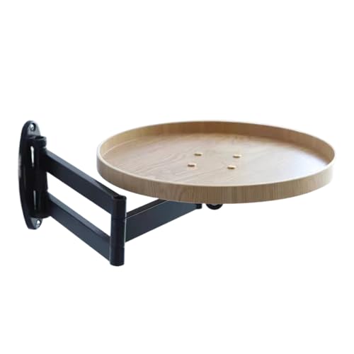 CAKEEYUM Wand montiertes Klapptisch 11.8 Einstellbarer rund Wand montiertes Tisch mit einziehbarem Regal für Wohnzimmer im heimlichen Schlafzimmer von CAKEEYUM
