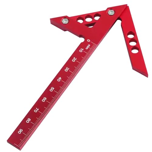 Center Finder Lineal, Aluminium-Legierungs-Zentrum-Finder-Tool, hochpräzise Mittellinienpositionierung 45/90 Grad Sciber Gauge, rot von CAKEEYUM