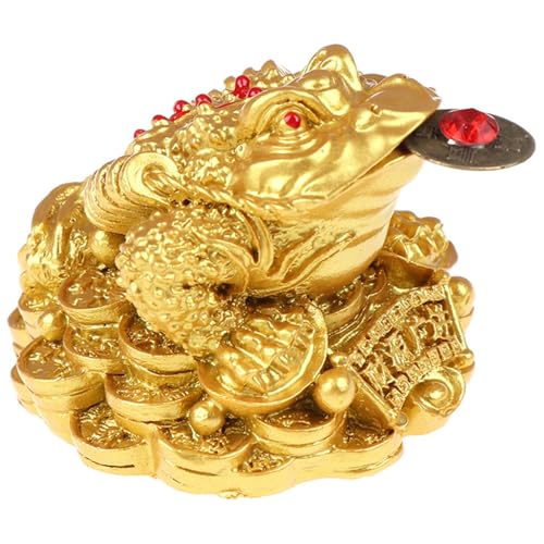 CAKEEYUM Geld Frosch Gold Lucky Frosch und Kröte Feng Shui Geld mit Münzen Fortune -Toad -Sammlerfiguren Charme Vermögen Geschenke für Auto-, Haus- und Bürodekor Money Kröte Ja von CAKEEYUM
